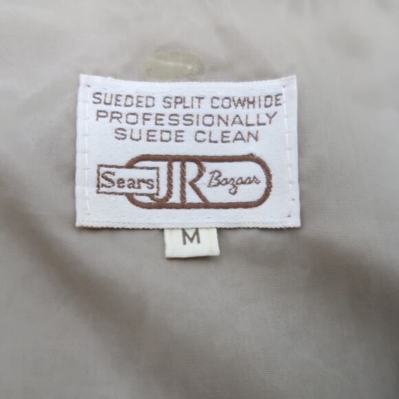 Vintage 70s Sears Jr Bazaar taupe tan suede leather vest M - Picture 5 of 5